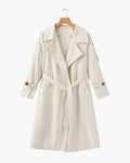 Belted Trench Coat with Storm Flaps and Cuff Straps - Beige