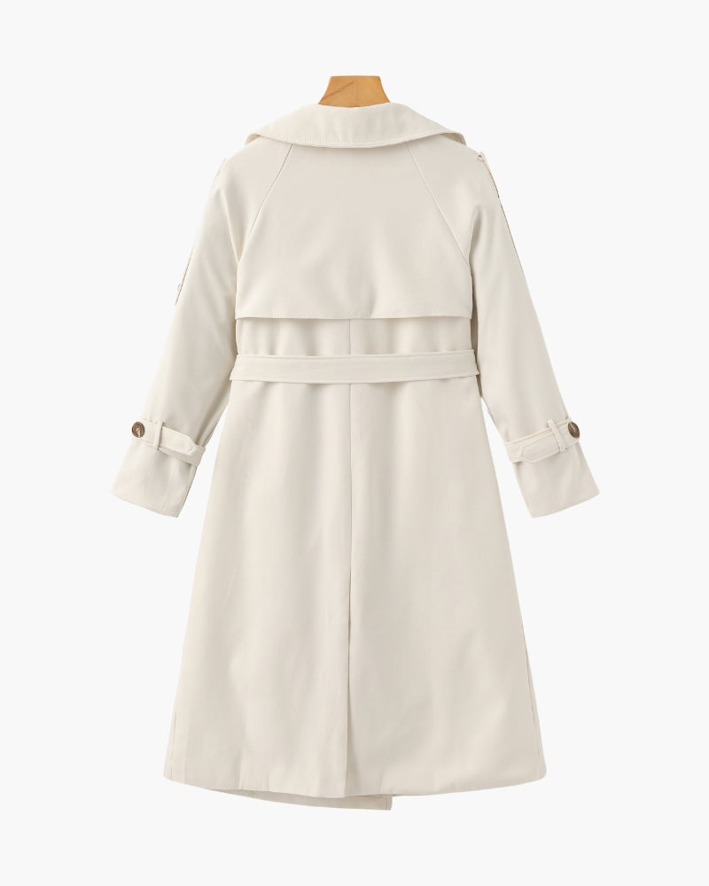 Belted Trench Coat with Storm Flaps and Cuff Straps