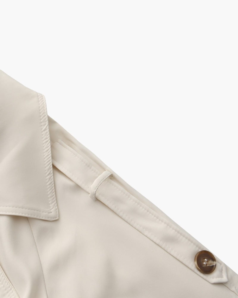 Belted Trench Coat with Storm Flaps and Cuff Straps