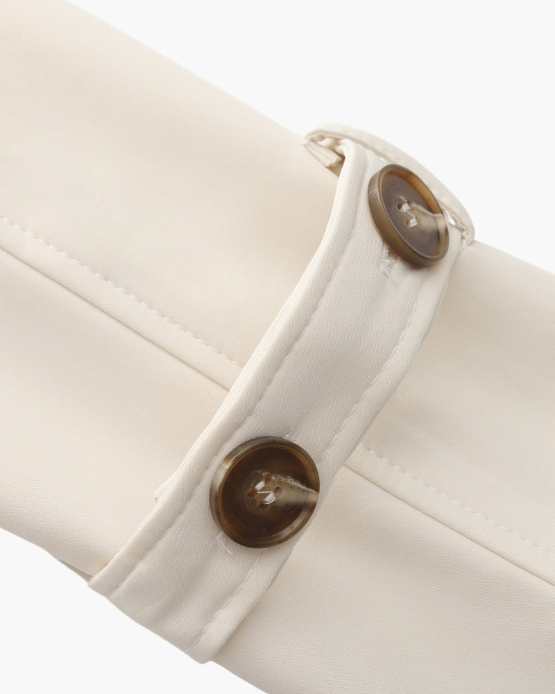 Belted Trench Coat with Storm Flaps and Cuff Straps
