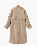 Belted Trench Coat with Storm Flaps and Cuff Straps
