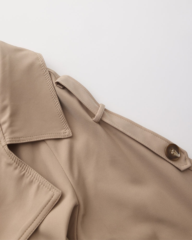 Belted Trench Coat with Storm Flaps and Cuff Straps