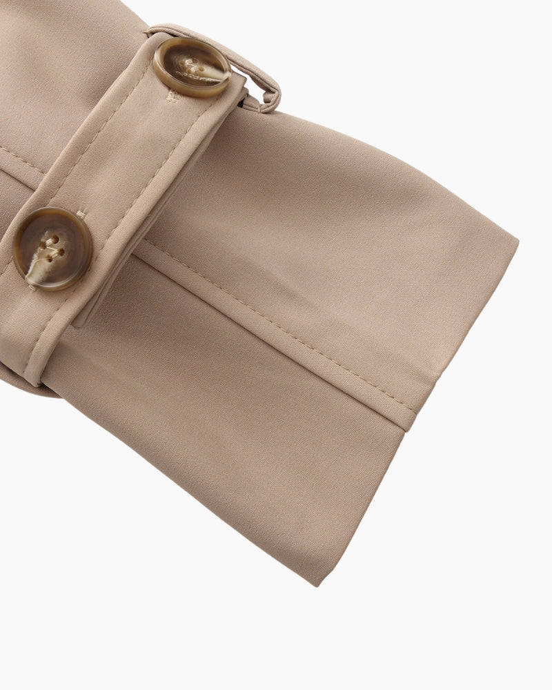 Belted Trench Coat with Storm Flaps and Cuff Straps