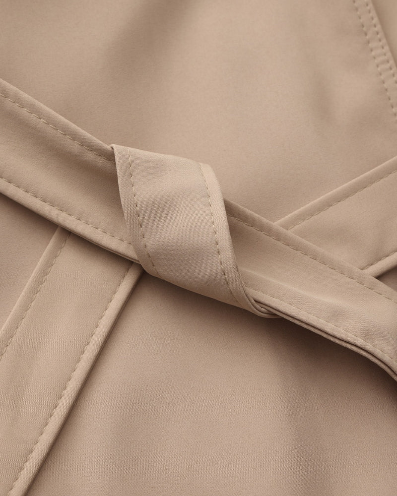 Belted Trench Coat with Storm Flaps and Cuff Straps