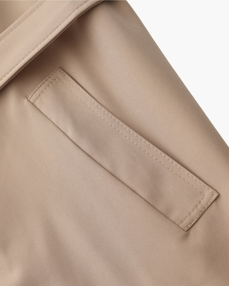 Belted Trench Coat with Storm Flaps and Cuff Straps