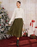 Cable Knit Jumper with Polo Collar and Button Placket - Beige