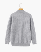 Cashmere Cable Knit Half Zip Jumper with Stand Collar