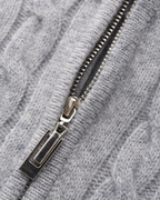 Cashmere Cable Knit Half Zip Jumper with Stand Collar