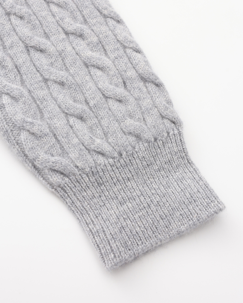 Cashmere Cable Knit Half Zip Jumper with Stand Collar