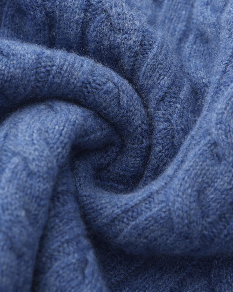 Cashmere Cable Knit Half Zip Jumper with Stand Collar