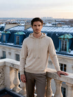 Cashmere Hoodie with Drawstring Hood and Ribbed Hem