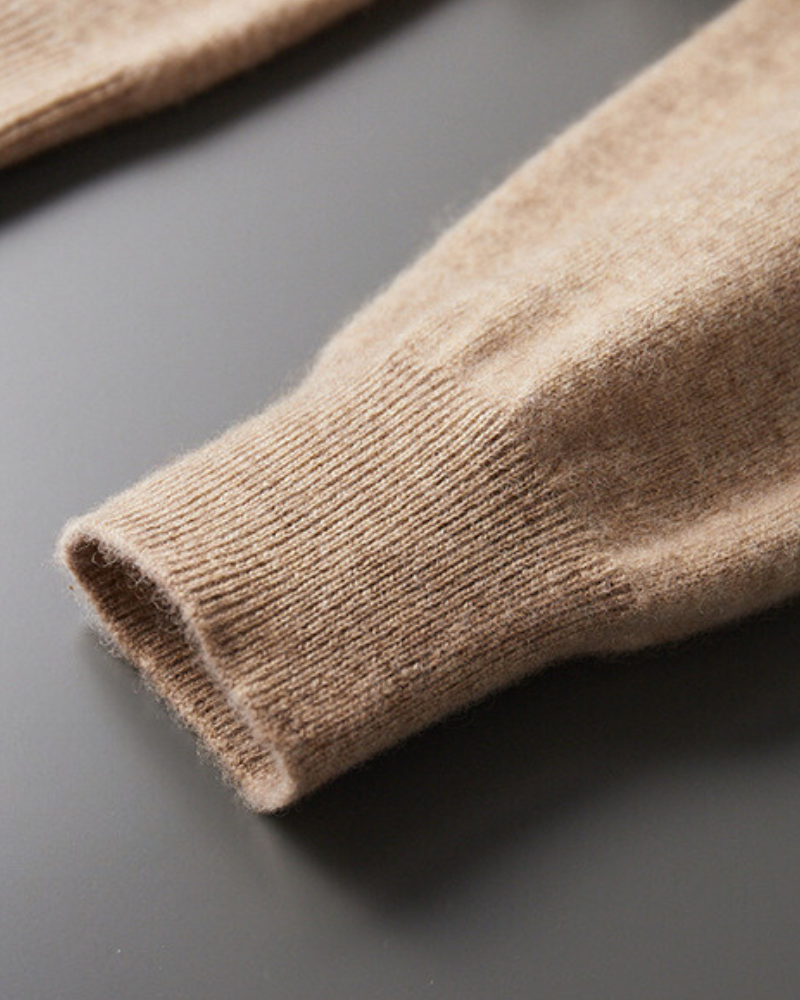 Cashmere Hoodie with Drawstring Hood and Ribbed Hem