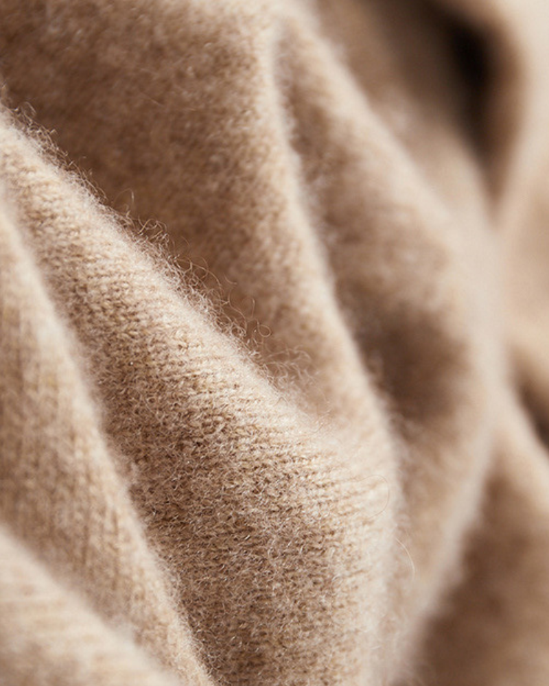 Cashmere Hoodie with Drawstring Hood and Ribbed Hem