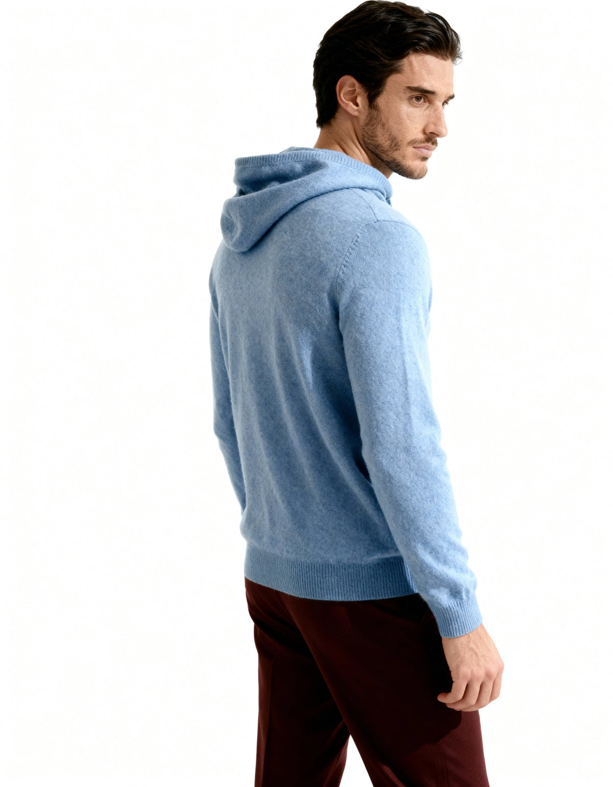 Cashmere Hoodie with Drawstring Hood and Ribbed Hem