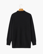Cashmere Knit Polo Shirt with Button Placket, Long Sleeve