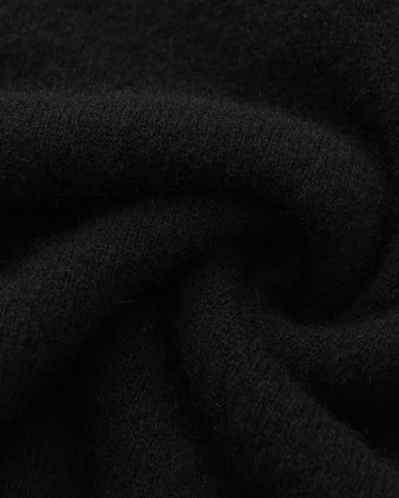 Cashmere Knit Polo Shirt with Button Placket, Long Sleeve