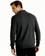 Cashmere Knit Polo Shirt with Button Placket, Long Sleeve