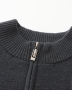 Cashmere Ribbed Half Zip Jumper with Stand Collar