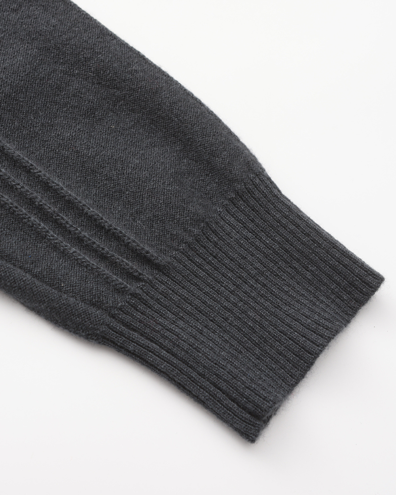 Cashmere Ribbed Half Zip Jumper with Stand Collar