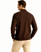 Cashmere Ribbed Half Zip Jumper with Stand Collar