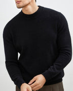 Cashmere Wool Blend Roll Neck Jumper with Slim Fit - Black