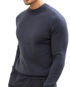 Cashmere Wool Blend Roll Neck Jumper with Slim Fit - Dark Grey