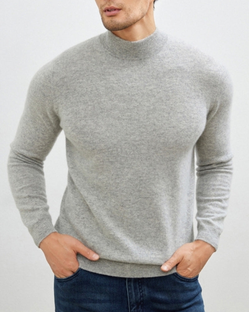 Cashmere Wool Blend Roll Neck Jumper with Slim Fit
