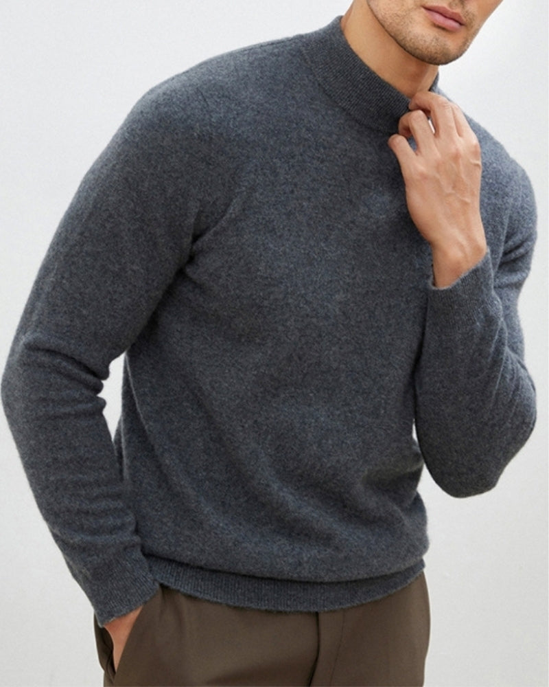 Cashmere Wool Blend Roll Neck Jumper with Slim Fit