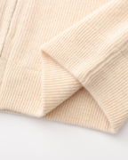 Cashmere Zip Cardigan with Stand Collar and Ribbed Trims