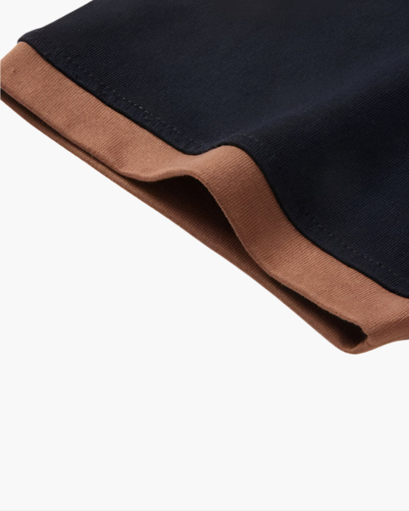 Contrast Collar Polo Shirt with Tipped Sleeves, Short Sleeve