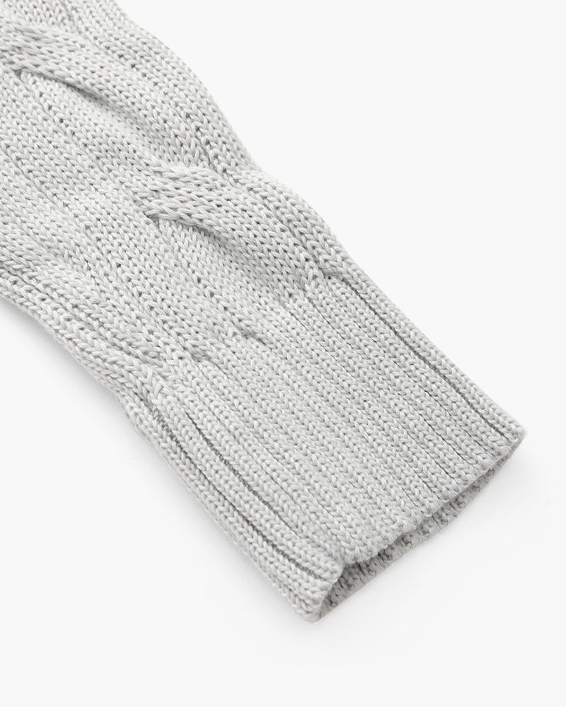Cotton Cable Knit Half Zip Jumper with High Neck
