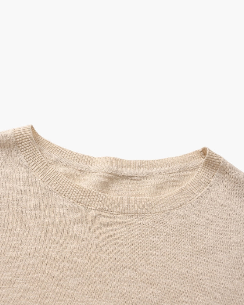 Cotton Linen Crew Neck Jumper, Lightweight Knit