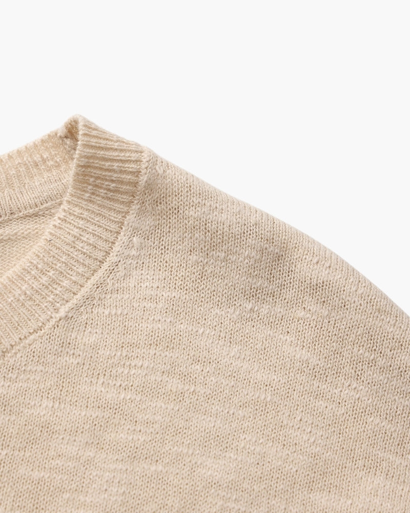 Cotton Linen Crew Neck Jumper, Lightweight Knit