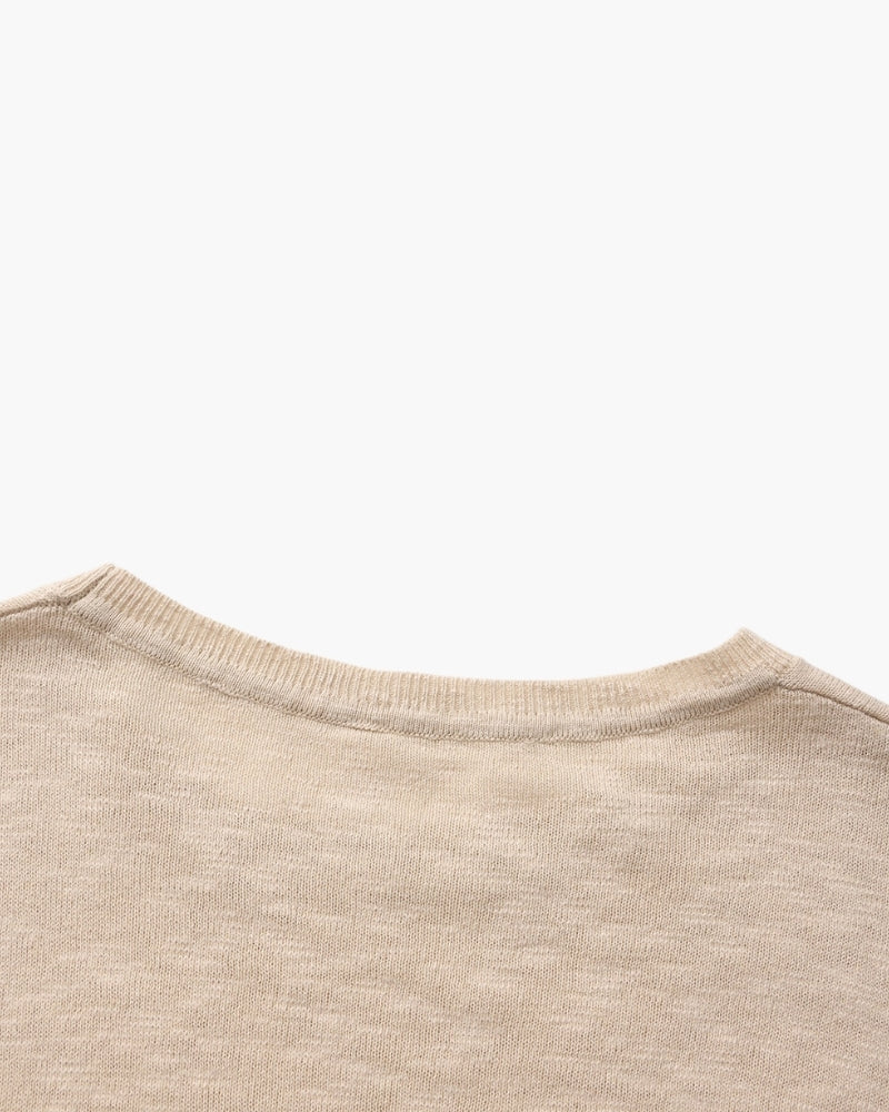 Cotton Linen Crew Neck Jumper, Lightweight Knit
