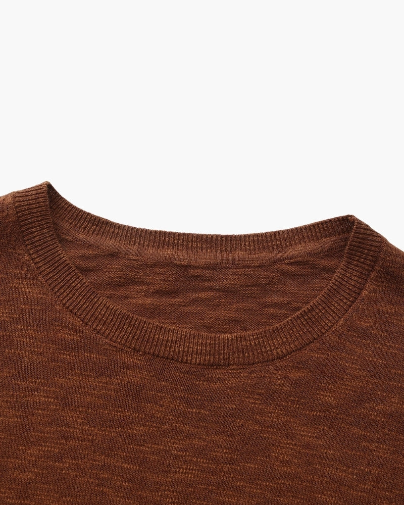 Cotton Linen Crew Neck Jumper, Lightweight Knit
