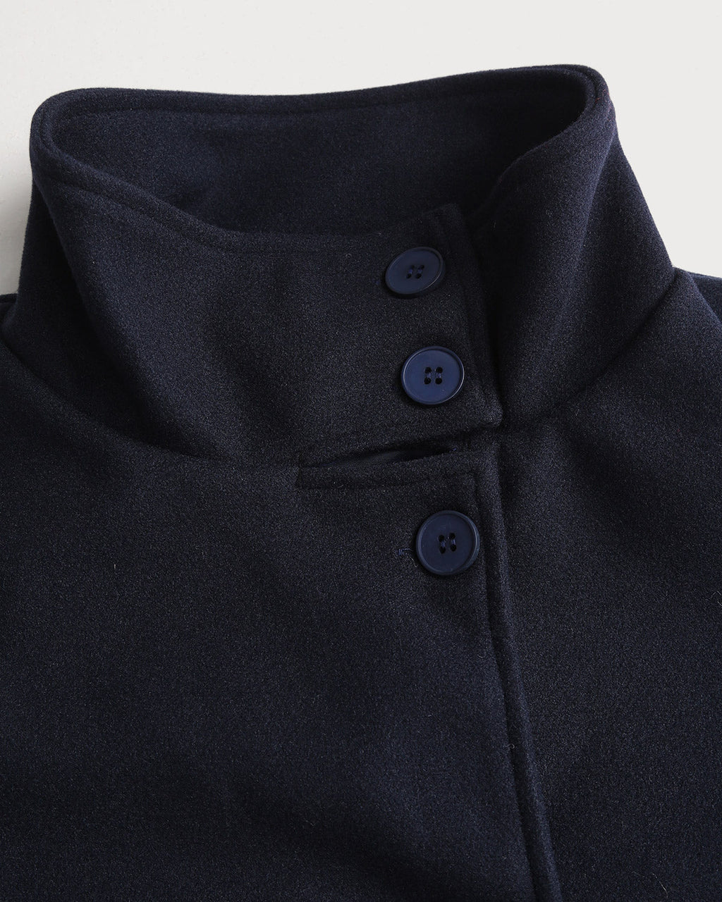 Cropped Stand Collar Jacket with Button Front and Loose Cut - Blue