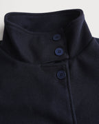 Cropped Stand Collar Jacket with Button Front and Loose Cut - Blue