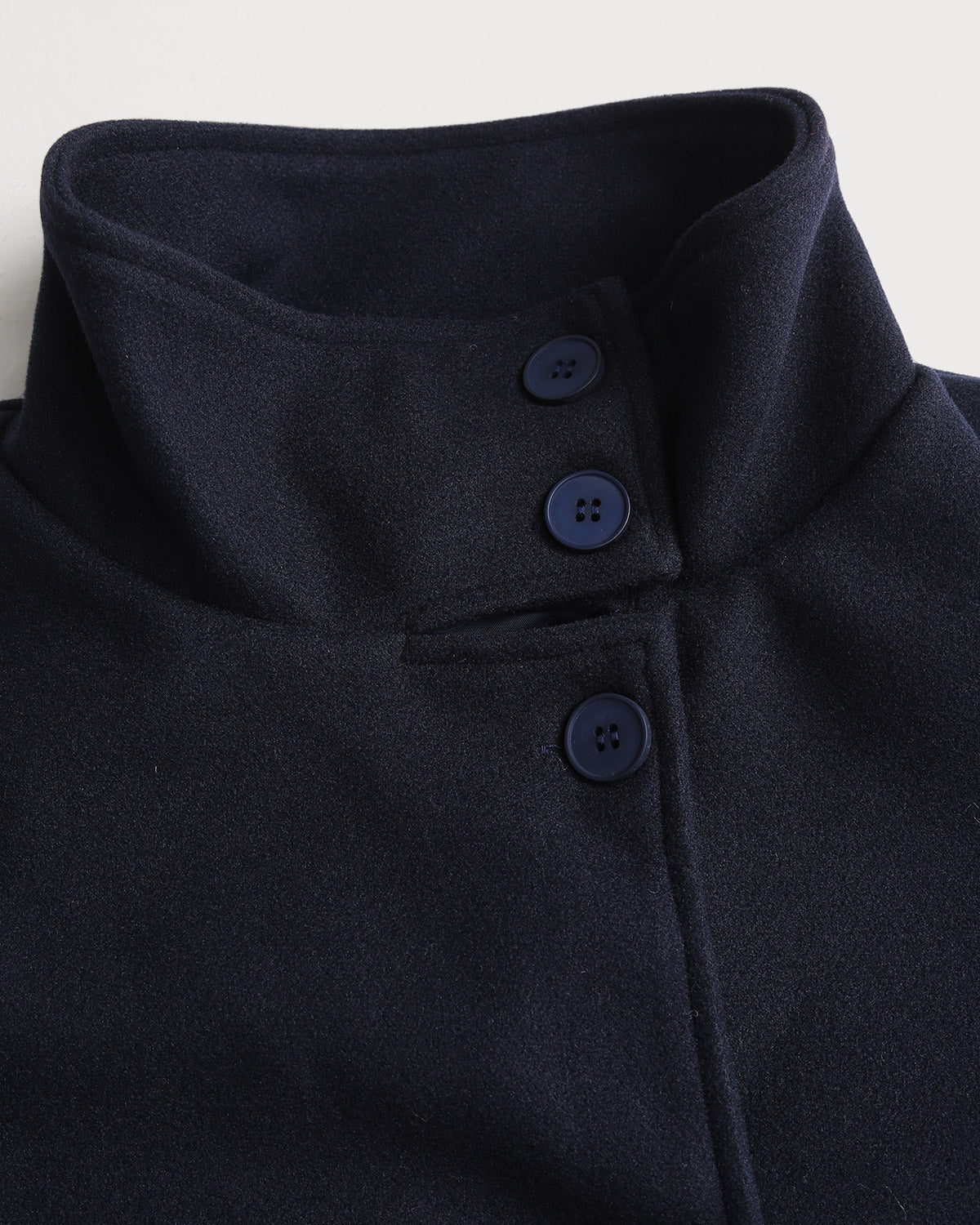 Cropped Stand Collar Jacket with Button Front and Loose Cut - Blue