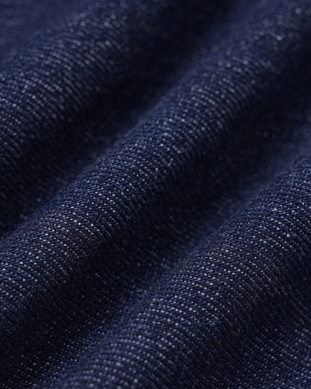 Denim Look Blouse with Round Neck and Gold Tone Buttons - Blue