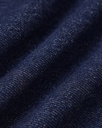 Denim Look Blouse with Round Neck and Gold Tone Buttons - Blue