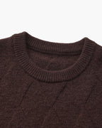 Diamond Knit Crew Neck Jumper with Ribbed Cuffs