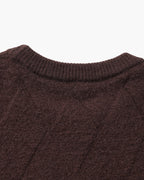 Diamond Knit Crew Neck Jumper with Ribbed Cuffs