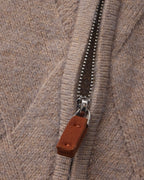 Diamond Knit Full Zip Cardigan with Spread Collar