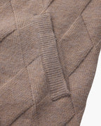 Diamond Knit Full Zip Cardigan with Spread Collar