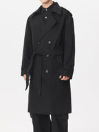 Double Breasted Trench Coat with Belt and Epaulettes