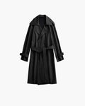 Double Breasted Trench Coat with Belt and Epaulettes - Black