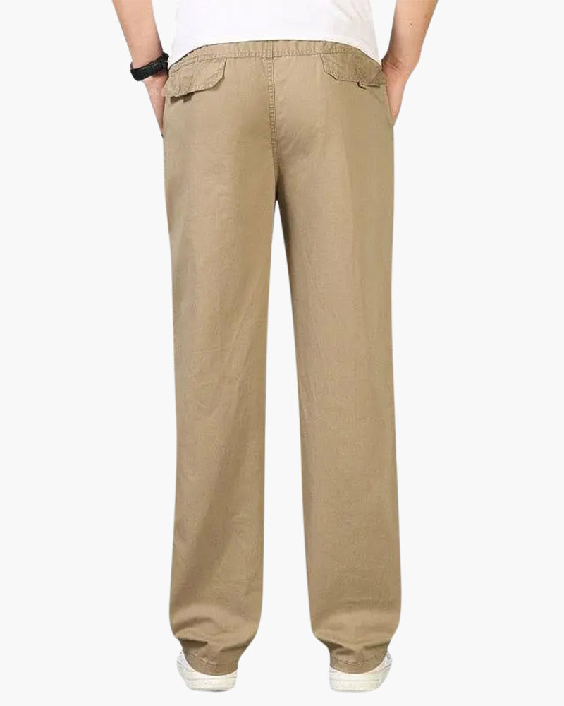Drawstring Trousers with Relaxed Fit and Straight Leg