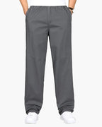 Drawstring Trousers with Relaxed Fit and Straight Leg - Grey