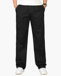 Drawstring Trousers with Relaxed Fit and Straight Leg - Black