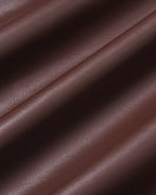 Faux Leather Midi Skirt with Front Slit and Fluted Hem - Coffee